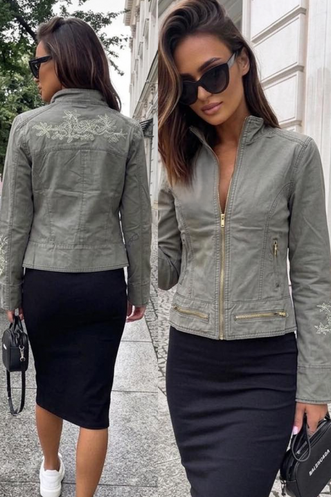Geacă pentru femei cu broderii decorative și croială ajustată GERASIMA, Culoare: gri, IVET.RO - Reduceri de până la -80%