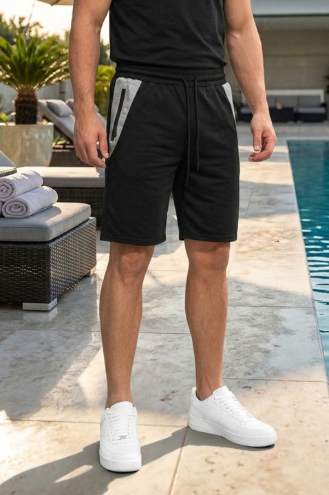 Pantaloni scurți sport pentru bărbați în culori contrastante KOMFINO BLACK, Culoare: negru, IVET.RO - Reduceri de până la -80%