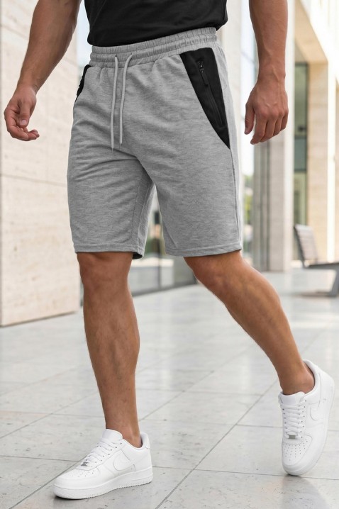 Pantaloni scurți sport pentru bărbați în culori contrastante KOMFINO GREY, Culoare: gri, IVET.RO - Reduceri de până la -80%