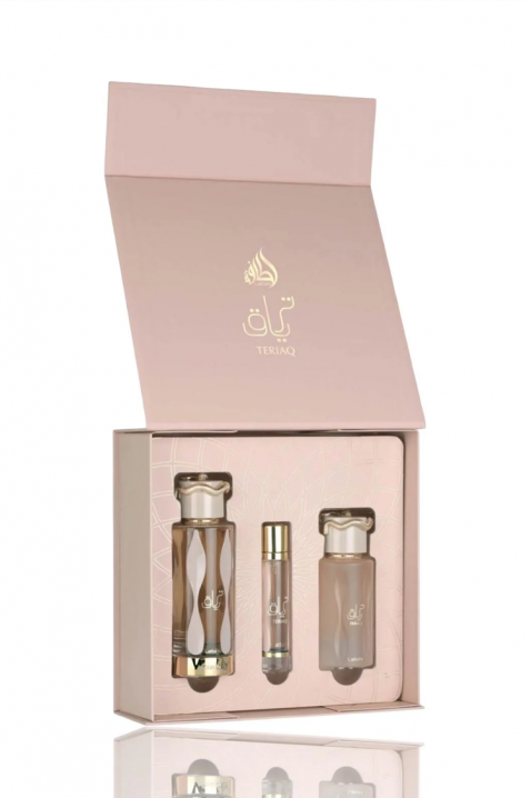 Set parfum oriental unisex Lattafa Teriaq Edp 100 ml + Edp 12 ml + Hair Mist 50 mlIVET.RO - Reduceri de până la -80%