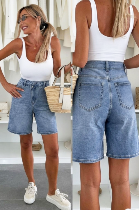 Pantaloni scurți din denim pentru femei, cu talie înaltă RIVILETA, Culoare: denim, IVET.RO - Reduceri de până la -80%