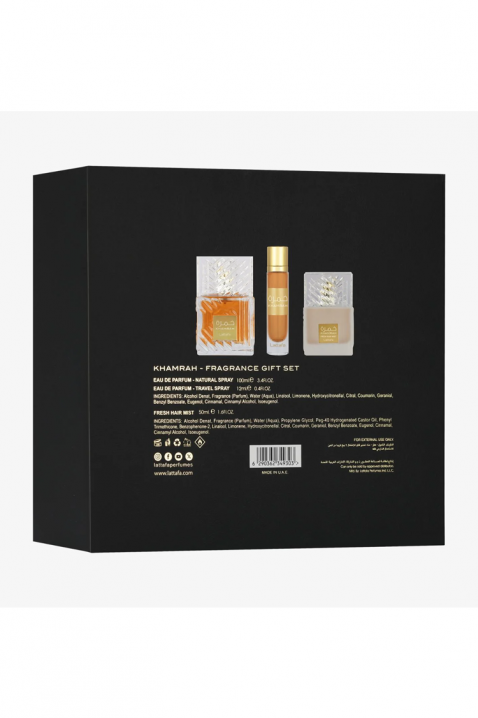 Set parfum oriental unisex Lattafa Khamrah Edp 100 ml + Edp 12 ml + Hair Mist 50 mlIVET.RO - Reduceri de până la -80%