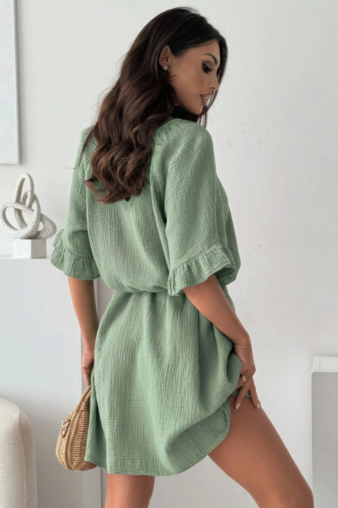 Rochie scurtă vaporoasă din bumbac, cu curea AMELINTA MINT, Culoare: mentă, IVET.RO - Reduceri de până la -80%