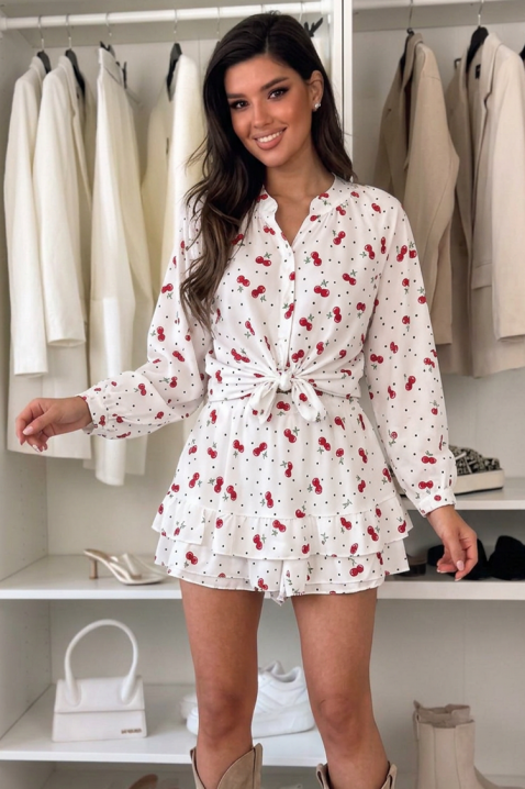 Set de vară cu imprimeu de cireșe CHERIOSA WHITE, Culoare: alb, IVET.RO - Reduceri de până la -80%