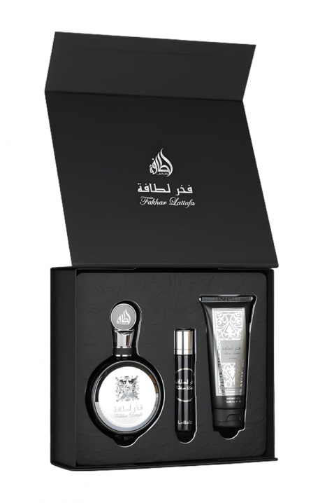 Set oriental pentru bărbați Lattafa Fakhar Men EDP 100 ml + EDP 12 ml + Gel de duș 100 mlIVET.RO - Reduceri de până la -80%