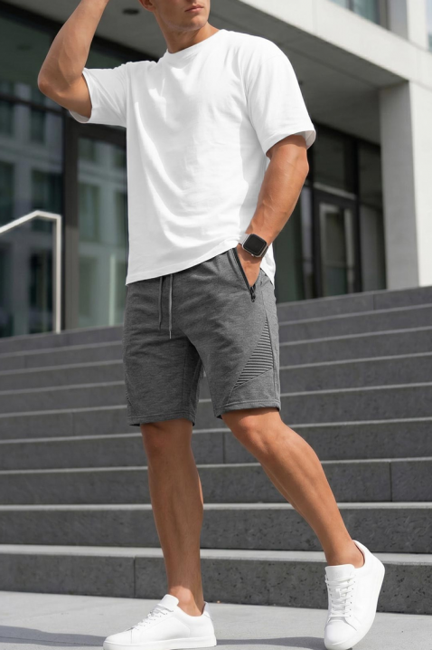 Pantaloni scurți sport-casual pentru bărbați, cu detalii deosebite JULIANO, Culoare: grafit, IVET.RO - Reduceri de până la -80%