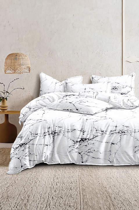 Lenjerie de pat din patru piese cu efect de marmură ROSALIANA 200x220 cm, Culoare: alb, IVET.RO - Reduceri de până la -80%