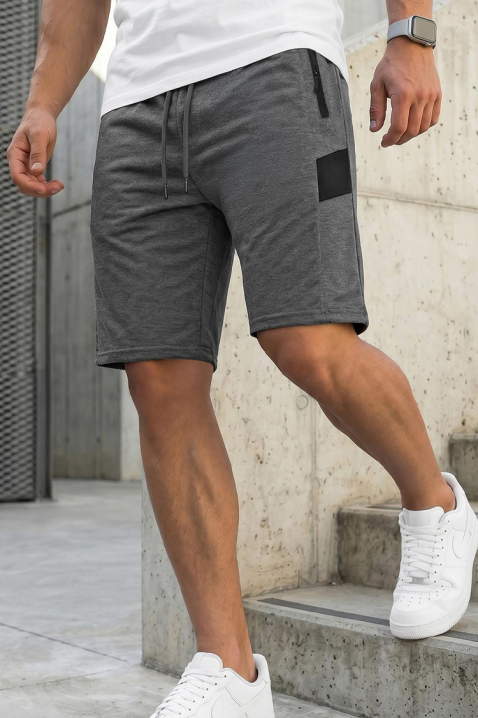 Pantaloni scurți sport pentru bărbați, cu detalii în culori contrastante CHRISTIANO GREY, Culoare: gri, IVET.RO - Reduceri de până la -80%