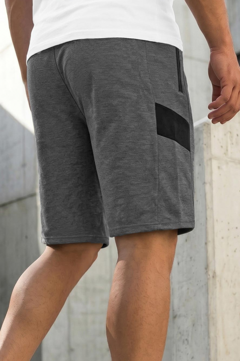 Pantaloni scurți sport pentru bărbați, cu detalii în culori contrastante CHRISTIANO GREY, Culoare: gri, IVET.RO - Reduceri de până la -80%