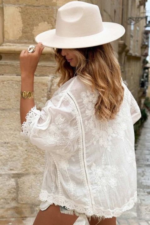 Bluză de damă vaporoasă cu broderie în stil boho KALYTA WHITE, Culoare: alb, IVET.RO - Reduceri de până la -80%