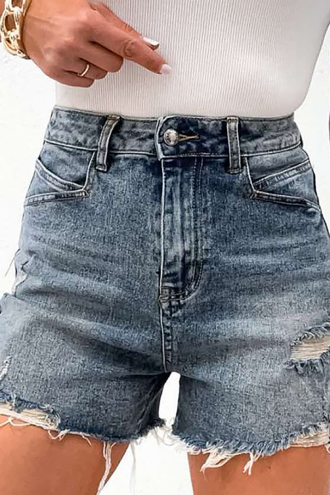 Pantaloni scurți din denim pentru femei, cu talie înaltă și efect de ruptură JOLYNA, Culoare: denim, IVET.RO - Reduceri de până la -80%