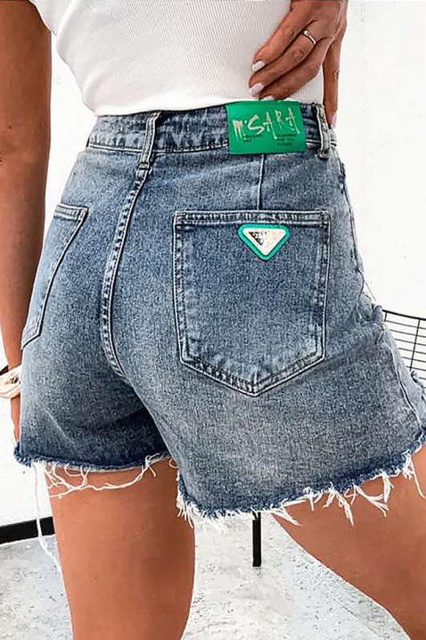 Pantaloni scurți din denim pentru femei, cu talie înaltă și efect de ruptură JOLYNA, Culoare: denim, IVET.RO - Reduceri de până la -80%