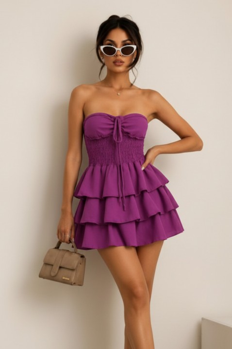 Rochie scurtă și cochetă, cu o fustă vaporoasă cu volane DOLCEZITA PURPLE, Culoare: lila, IVET.RO - Reduceri de până la -80%
