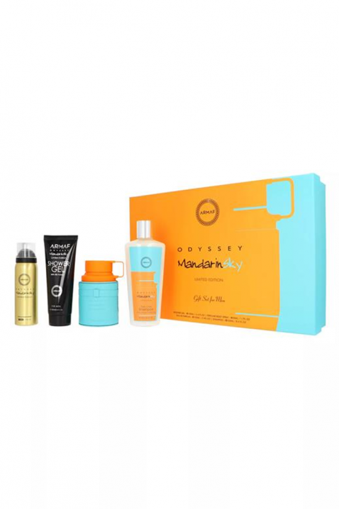Set oriental pentru bărbați Armaf Odyssey Mandarine Sky EDP 100 ml + Spray de corp parfumat 50 ml + Gel de duș 100 ml + Șampon 100 mlIVET.RO - Reduceri de până la -80%