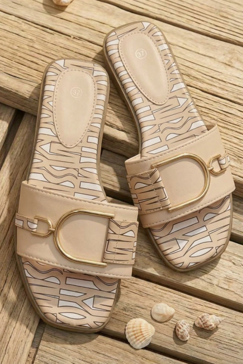Papuci de damă cu cataramă metalică VERONSIA BEIGE, Culoare: bej, IVET.RO - Reduceri de până la -80%