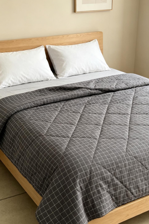 Cuvertură de pat cu design capitonat și model geometric DINERITA 160x200 cm, Culoare: gri, IVET.RO - Reduceri de până la -80%