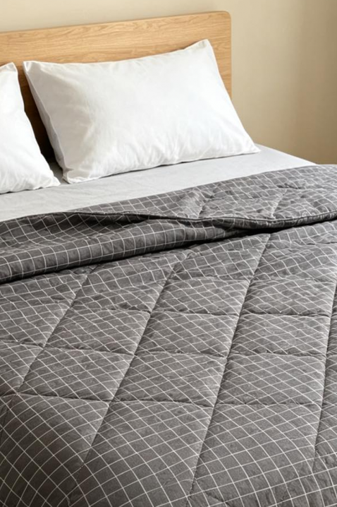 Cuvertură de pat cu design capitonat și model geometric DINERITA 160x200 cm, Culoare: gri, IVET.RO - Reduceri de până la -80%