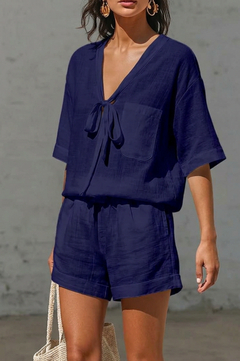 Set delicat din bumbac pentru femei, format din două piese SELENIA NAVY, Culoare: bleumarin, IVET.RO - Reduceri de până la -80%