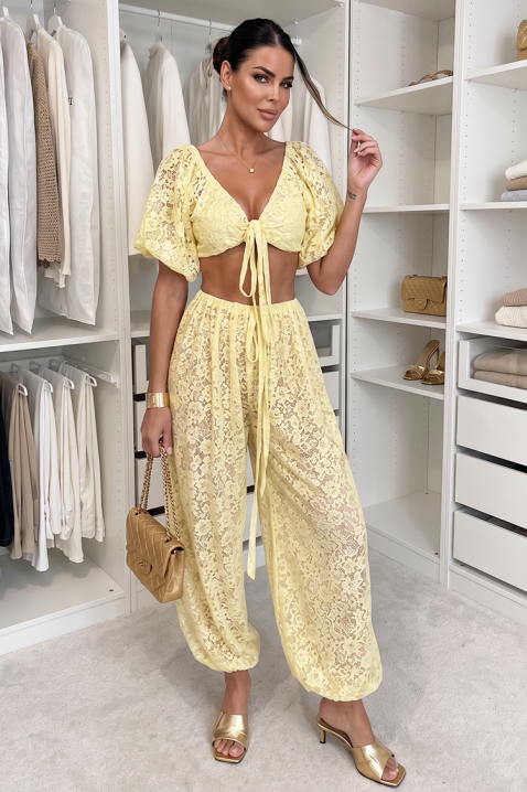 Set elegant din dantelă pentru femei ARAMONIA YELLOW, Culoare: galben, IVET.RO - Reduceri de până la -80%