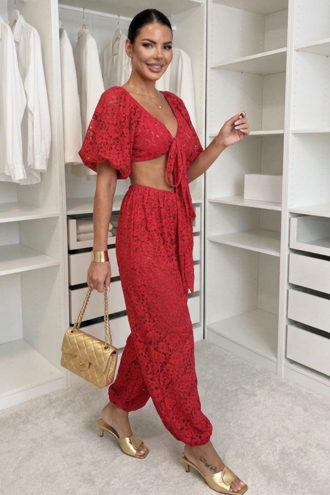 Set elegant din dantelă pentru femei ARAMONIA RED, Culoare: roșu, IVET.RO - Reduceri de până la -80%