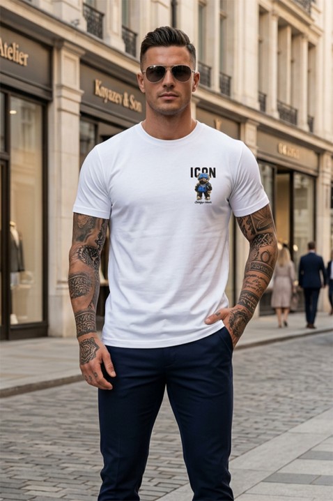 Tricou pentru bărbați cu un imprimeu spectaculos și un detaliu decorativ pe spate HOLANDERO WHITE, Culoare: alb, IVET.RO - Reduceri de până la -80%