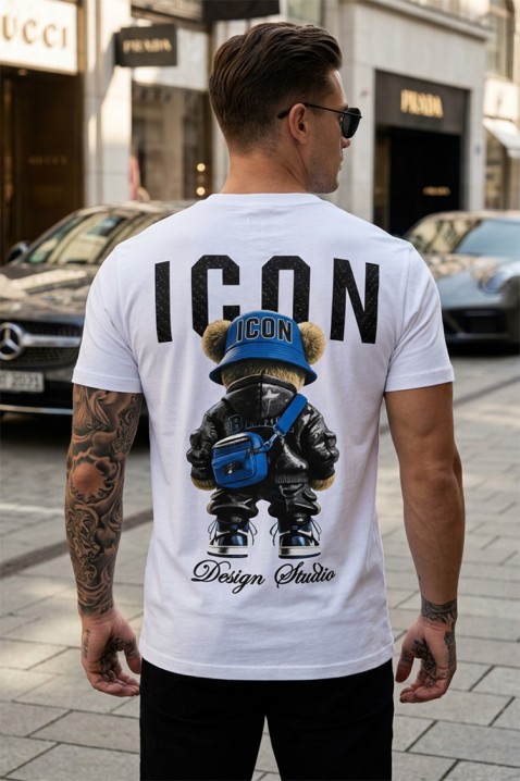 Tricou pentru bărbați cu un imprimeu spectaculos și un detaliu decorativ pe spate HOLANDERO WHITE, Culoare: alb, IVET.RO - Reduceri de până la -80%