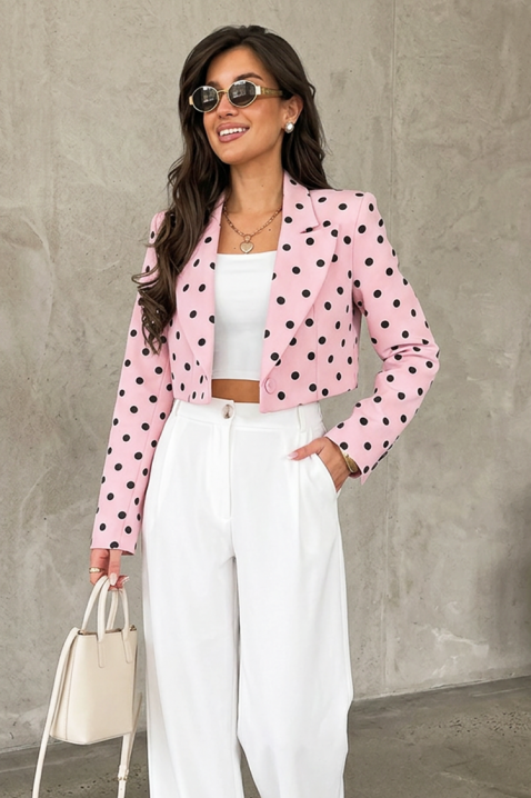Sacou scurt de damă cu buline LELENA PINK, Culoare: roz, IVET.RO - Reduceri de până la -80%