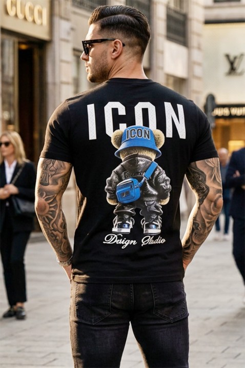 Tricou pentru bărbați cu un imprimeu spectaculos și un detaliu decorativ pe spate HOLANDERO BLACK, Culoare: negru, IVET.RO - Reduceri de până la -80%