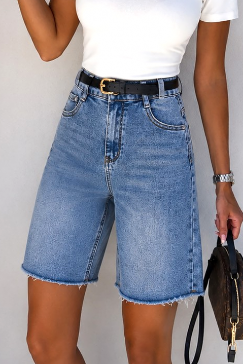 Pantaloni scurți din denim pentru femei, cu talie înaltă și croială lejeră IVANIA, Culoare: denim, IVET.RO - Reduceri de până la -80%