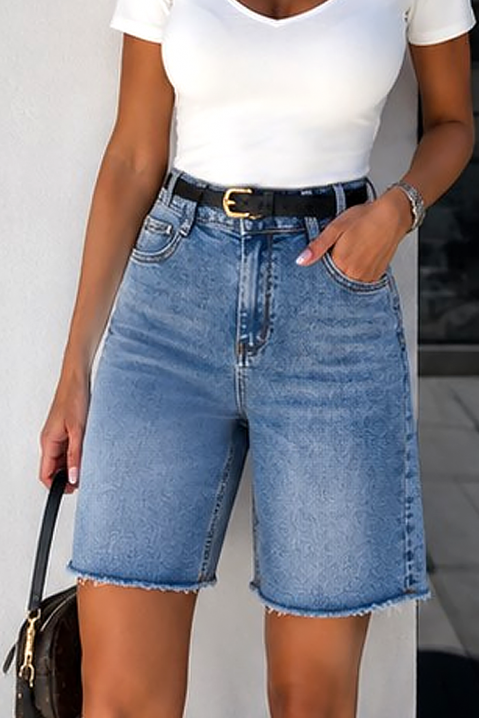 Pantaloni scurți din denim pentru femei, cu talie înaltă și croială lejeră IVANIA, Culoare: denim, IVET.RO - Reduceri de până la -80%
