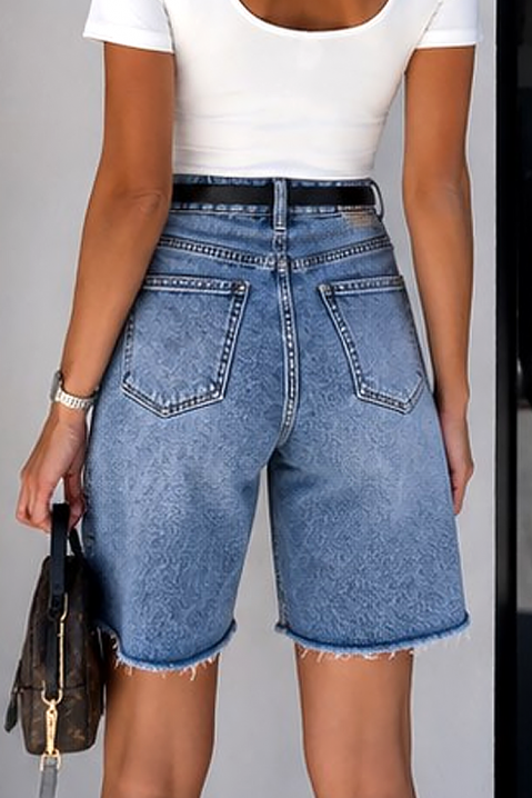 Pantaloni scurți din denim pentru femei, cu talie înaltă și croială lejeră IVANIA, Culoare: denim, IVET.RO - Reduceri de până la -80%