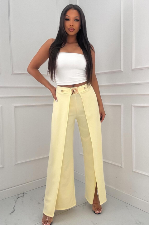 Pantaloni eleganți pentru femei, cu suprapunere și talie înaltă RATIENA YELLOW, Culoare: galben, IVET.RO - Reduceri de până la -80%