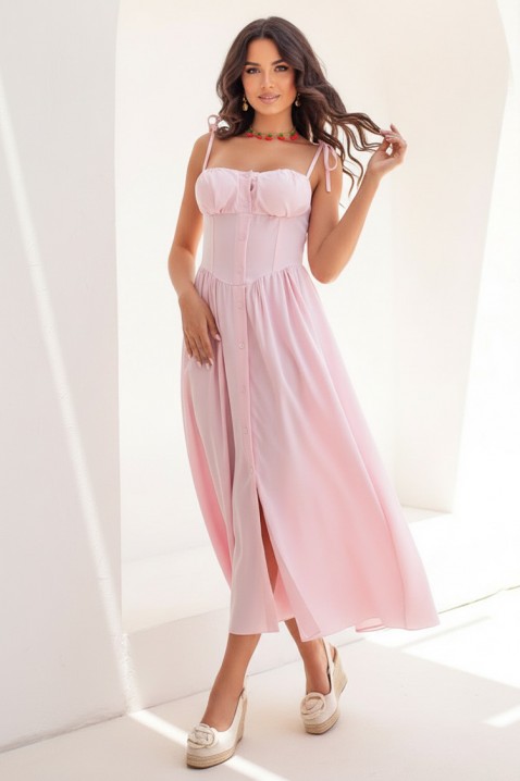 Rochie midi, cu partea de sus de tip corset și bretele AMELIANSA PINK, Culoare: roz, IVET.RO - Reduceri de până la -80%