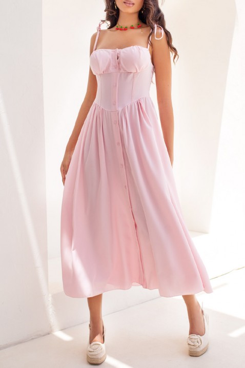 Rochie midi, cu partea de sus de tip corset și bretele AMELIANSA PINK, Culoare: roz, IVET.RO - Reduceri de până la -80%