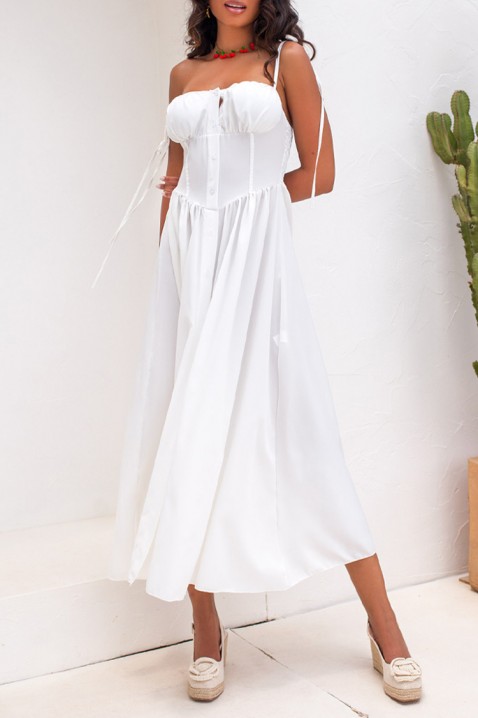 Rochie midi, cu partea de sus de tip corset și bretele AMELIANSA WHITE, Culoare: alb, IVET.RO - Reduceri de până la -80%