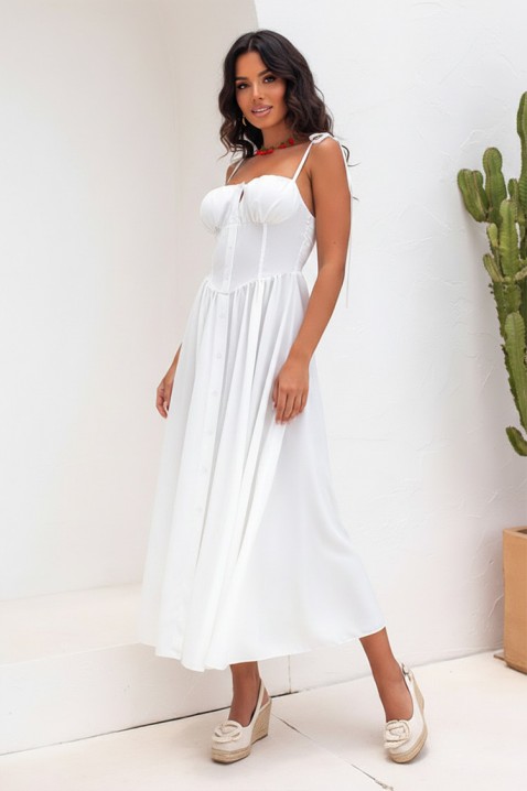 Rochie midi, cu partea de sus de tip corset și bretele AMELIANSA WHITE, Culoare: alb, IVET.RO - Reduceri de până la -80%