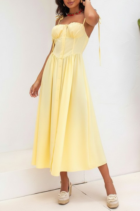 Rochie midi, cu partea de sus de tip corset și bretele AMELIANSA YELLOW, Culoare: galben, IVET.RO - Reduceri de până la -80%