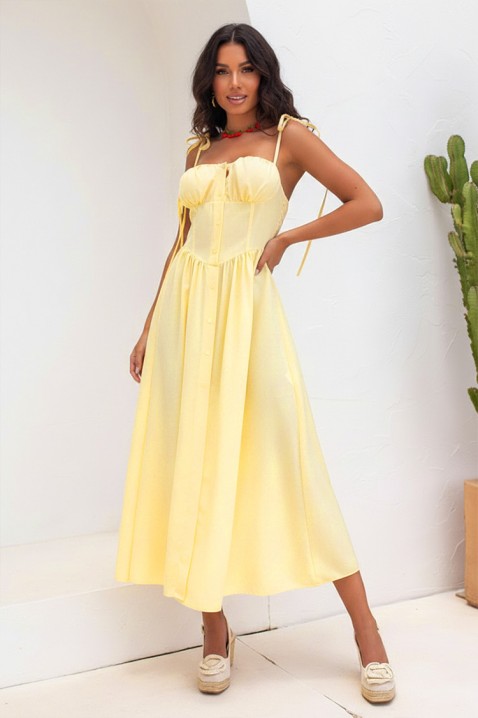 Rochie midi, cu partea de sus de tip corset și bretele AMELIANSA YELLOW, Culoare: galben, IVET.RO - Reduceri de până la -80%