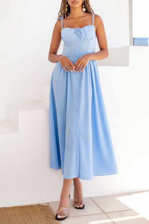 Rochie midi, cu partea de sus de tip corset și bretele AMELIANSA BLUE, Culoare: albastru, IVET.RO - Reduceri de până la -80%