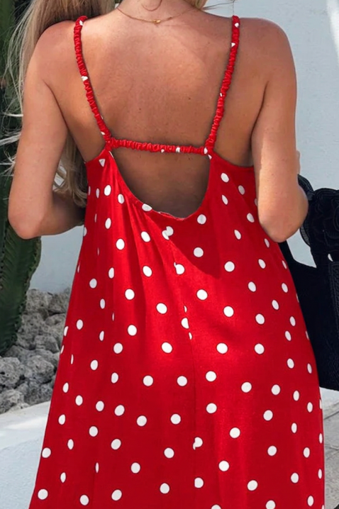 Rochie lungă cu buline și un spate spectaculos DERIDA RED, Culoare: roșu, IVET.RO - Reduceri de până la -80%