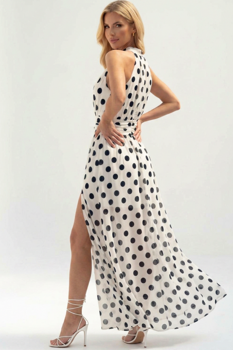 Rochie lungă, vaporoasă, cu buline și decolteu american TENESIANA WHITE, Culoare: alb, IVET.RO - Reduceri de până la -80%