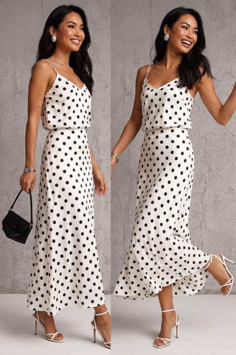 Set elegant din două piese pentru femei, model cu buline ADORILA WHITE, Culoare: alb, IVET.RO - Reduceri de până la -80%
