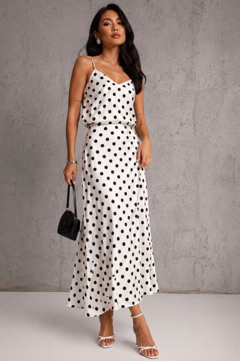 Set elegant din două piese pentru femei, model cu buline ADORILA WHITE, Culoare: alb, IVET.RO - Reduceri de până la -80%