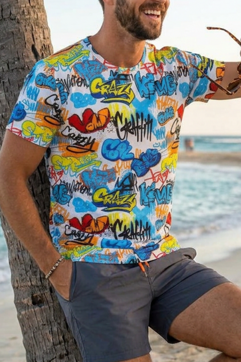 Tricou pentru bărbați cu motiv graffiti TALVENO, Culoare: multicolor, IVET.RO - Reduceri de până la -80%