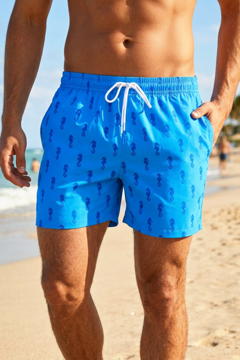 Pantaloni scurți de înot pentru bărbați cu un imprimeu spectaculos la contact cu apa PIOTAR BLUE, Culoare: albastru, IVET.RO - Reduceri de până la -80%