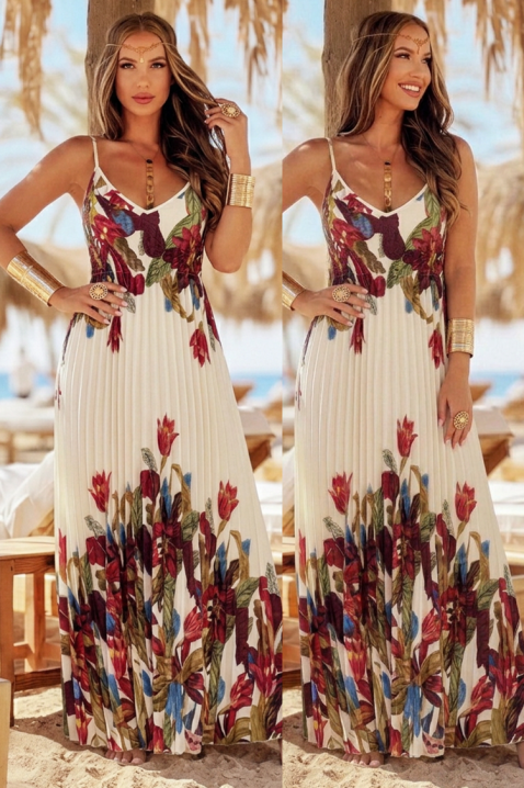 Rochie lungă plisată cu motive florale PATILENA RED, Culoare: multicolor, IVET.RO - Reduceri de până la -80%