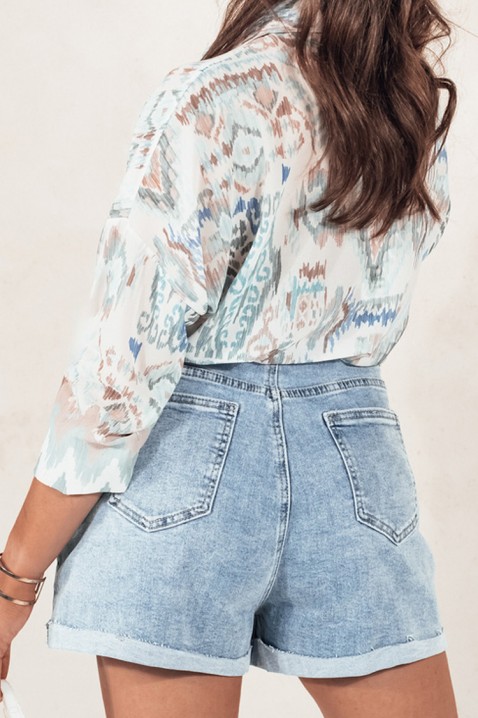 Pantaloni scurți din denim pentru femei, cu talie înaltă și buzunare cargo MELIVA, Culoare: albastru deschis, IVET.RO - Reduceri de până la -80%