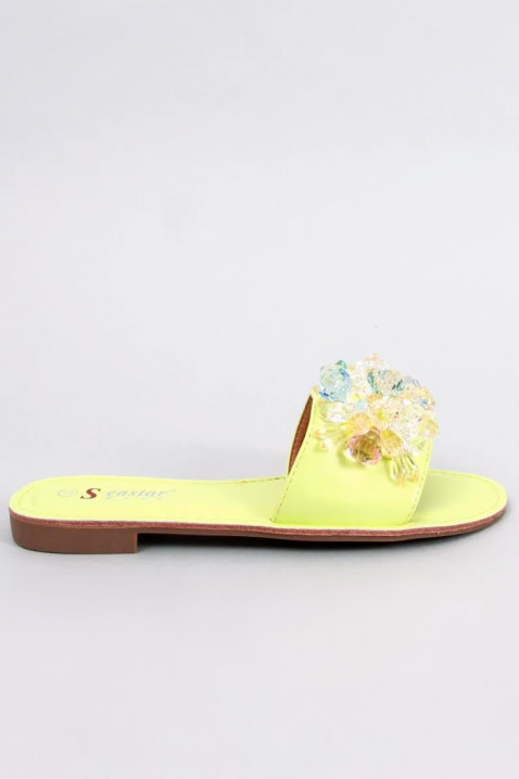 Papuci de damă eleganți, cu pietre decorative ELETRIA, Culoare: galben, IVET.RO - Reduceri de până la -80%