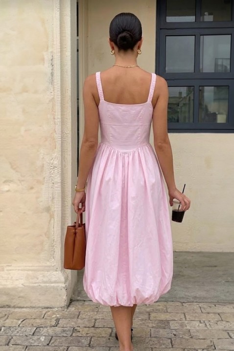 Rochie midi din bumbac, cu siluetă voluminoasă și linie simplă AVALIA PINK, Culoare: roz, IVET.RO - Reduceri de până la -80%