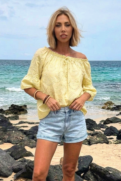 Bluză de damă cu umeri goi, în stil boho LATENA YELLOW, Culoare: galben, IVET.RO - Reduceri de până la -80%